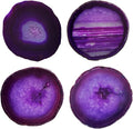 4pcs Agate Coaster for Drinks Purple Irregular Crystal Coasters Dyed with Rubber Bumpers for Coffee Wine or Bar Glasses 4-5"