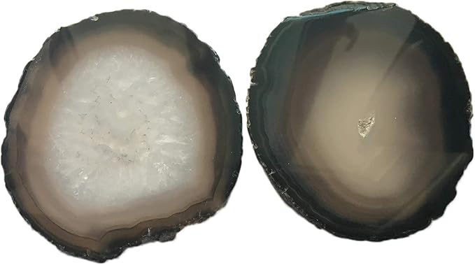 AMOYSTONE Large Black Agate Coasters Set of 4, 4-5 Inch Premium Stone Coasters, Executive Gift for Boss, Corporate Gift for Client