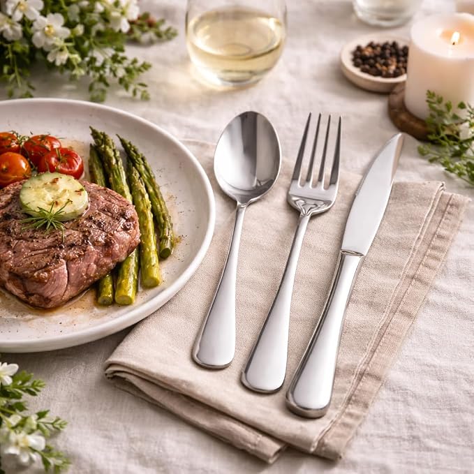 Silverware Set for 4, Stainless Steel Flatware Cutlery Set, Mirror Polished | - Image 2
