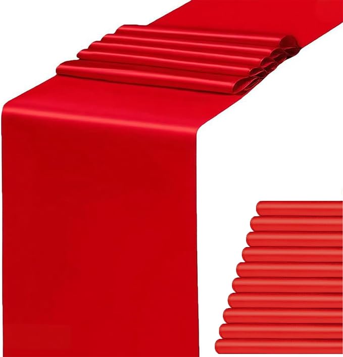 Satin Red Table Runners 10 Pack by WENSINL