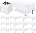 BIGTONE 12 Pack White Rectangle Tablecloth 60 x 102 Inch, Cross Ribbon Packing Reusable Table Clothes for 6 Foot Tables, Wrinkle Resistant Polyester Fabric Table Cover for Wedding, Party, Banquet