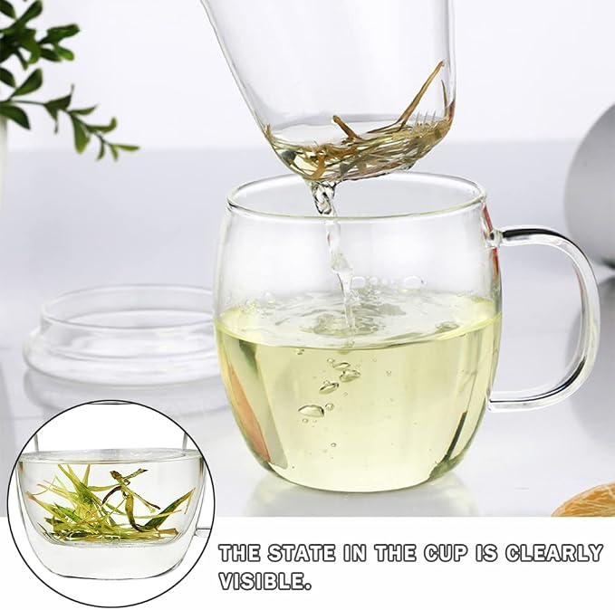 Glass Tea Cup with Infuser and Lid, 17 oz Clear Loose Leaf Tea Infuser Mug | - Image 9