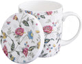 Sizikato Porcelain Mug with Lid, 10oz Bone China Milk Mug Coffee Mug, Colorful by Sizikato