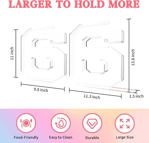 13.8" Acrylic Number Charcuterie Tray, Fillable Number Charcuterie Box for Food, Reusable Serving Cake Candy Dish Display Tray for Birthday Anniversary Party Decoration (Square Number 6)