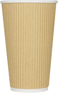 Karat 16oz Ripple Insulated Coffee Hot Cups Kraft Double Poly Lined Paper Hot by Karat
