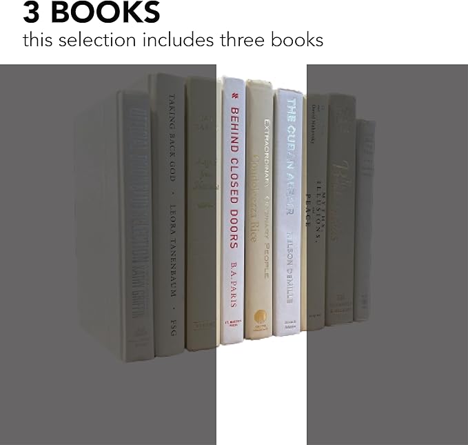 Real Books by Color® (Set of 3, White Cream) Decorative Bookshelf Home Decor Shelf Styling Photo Prop