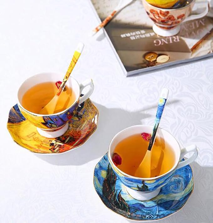 Bone China Cup &Saucer Set, 7oz- Van Gogh's Paintings - Image 6