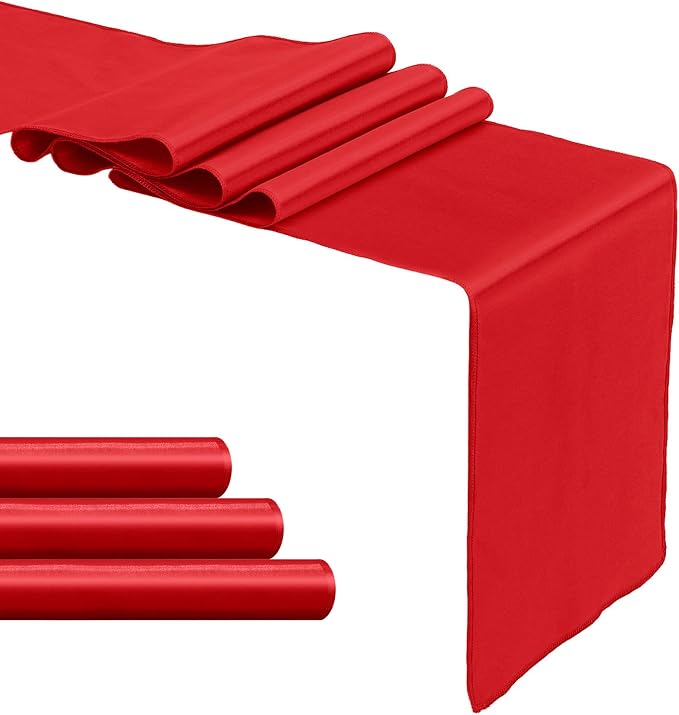 4-Pack Red Satin Table Runner 12 x 108 Inch Long Bright and Smooth Silk Fabric - Image 7