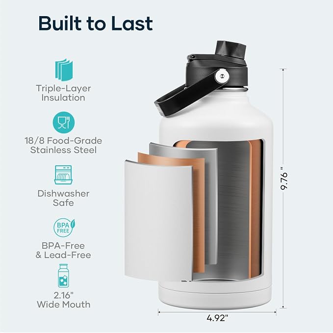BUZIO 64 oz Insulated Stainless Steel Water Bottle - Image 4