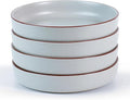 famiware Mercury Pasta Bowls Set of 4, 33 oz Large Salad Bowls, Ceramic Pasta Plates Bowls, Serving Bowls for Kitchen, Microwave & Dishwasher Safe, Light Gray