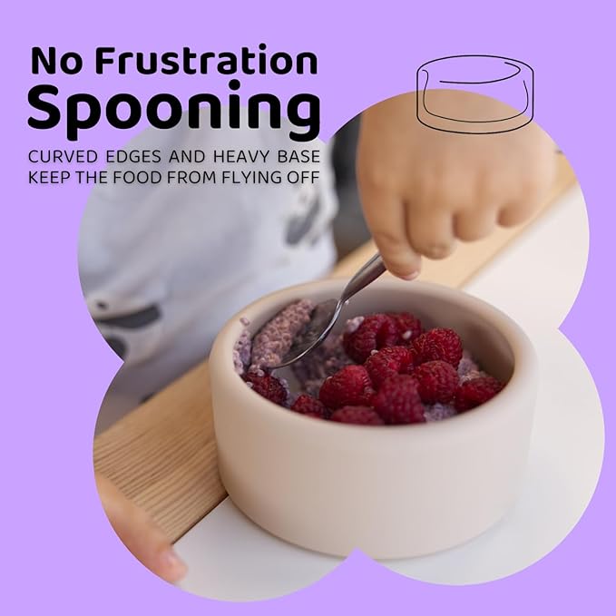 APLAINR Solid Bowl, Silicone Bowl for Baby, Toddler & Kids, 9 fl oz, Non Slip, Heavy Base, Deep, Microwave & Dishwasher Safe, No BPA, Cereal, Soup, Snack Dishes & Dinnerware, Matcha Green