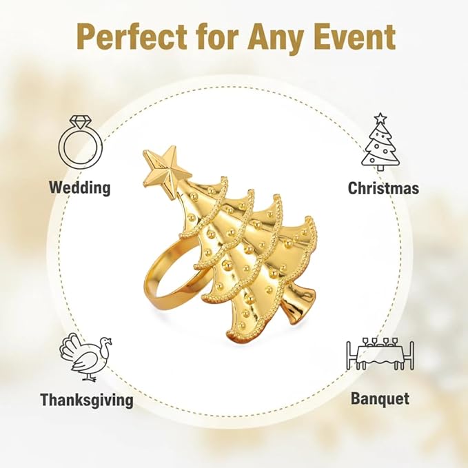100 Pcs Gold Napkin Rings Bulk Delicate Napkin Holder for Dining Wedding Party Banquet Table Decroration Christmas and Daily Use