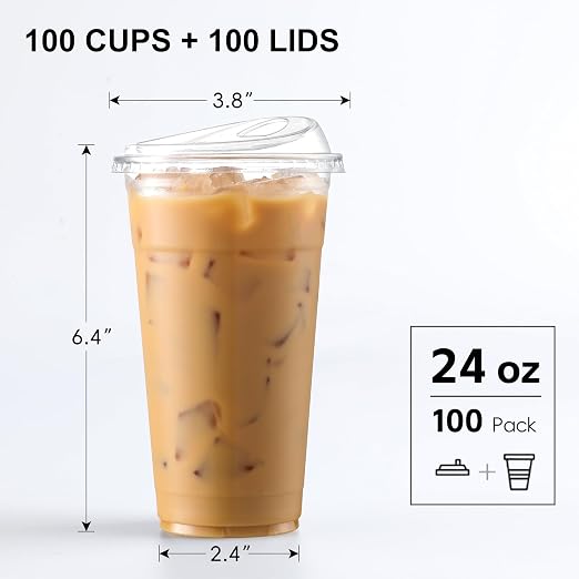 AOZITA 100 Pack 24 oz Disposable Plastic Cups - Image 2