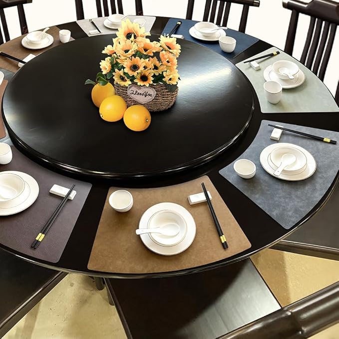 Leather Round Table Washable Placemats, Thick Faux Leather Heat Resistant Wedge Table Placemat, Waterproof Non-Slip Easy to Clean Place mat for Kitchen Coffee Dining Room Table Set of 15