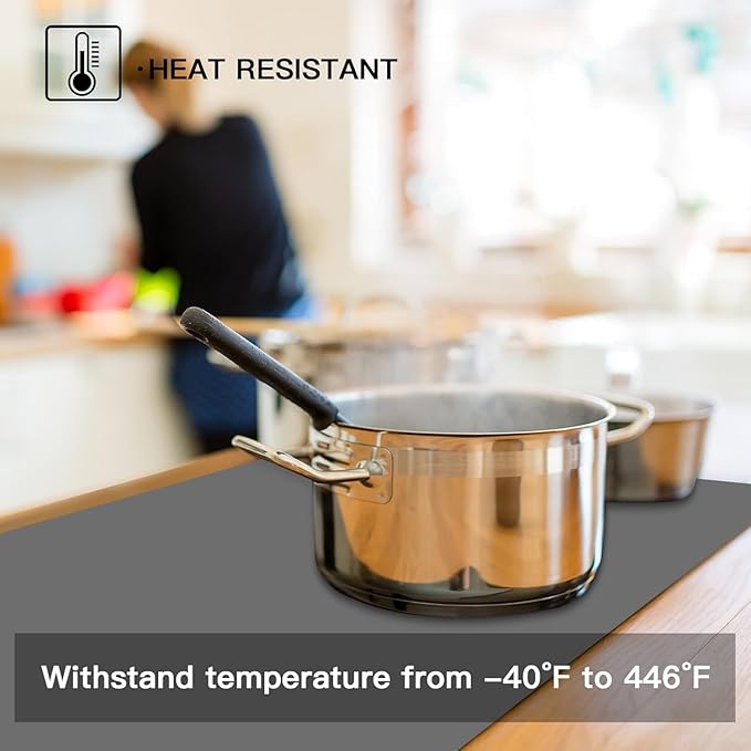 2MM Thick Silicone Countertop Mat, 31.5"x 23.6"(80cmx60cm) Silicone Mats for Kitchen Counter, Nonslip Heat Resistant Mat, Large Kitchen Counter Mats, Waterproof Countertop Protector, Black