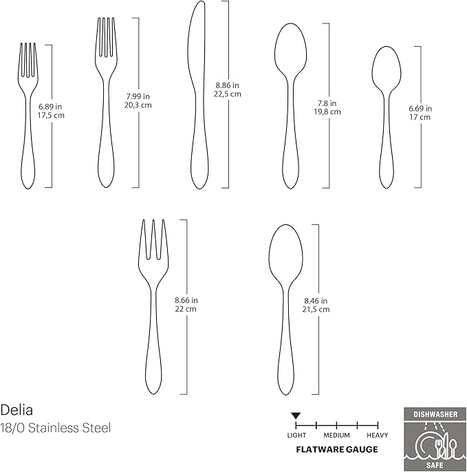 Cambridge Silverware Set, Delia Mirror 72-Piece Flatware Set, Service for 14, Made of 18/0 Stainless Steel, Dishwasher Safe, Knives Spoons and Forks, Home and Kitchen, Utensils Set (Silver, 72 Piece)
