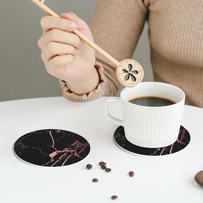Heat-Resistant Leather Coasters Set of 6, Modern Beverage Coasters - Image 6