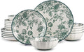 18-Piece Dinnerware Set Service 6, Porcelain Plates and Bowls Set, Vintage by FANGJING