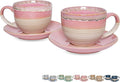 Bosmarlin Ceramic Cappuccino Cup and Saucer Set of 2, 10 Oz, Coffee Cups by Bosmarlin