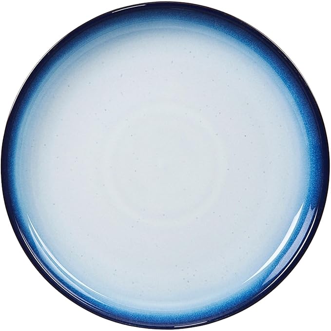 Denby - Blue Haze Coupe Dinner Plates Set of 6 - Dishwasher Microwave Oven Safe - Scratch Chip Resistant - Large Ceramic Stoneware Dinnerware Plates Set
