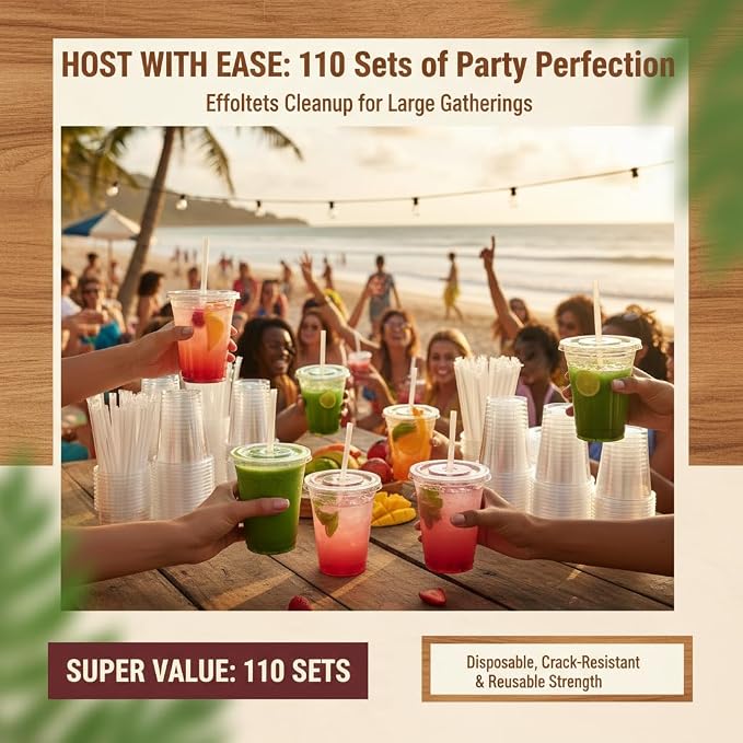110 Pack 20 oz Disposable Clear Plastic Cups - Image 5