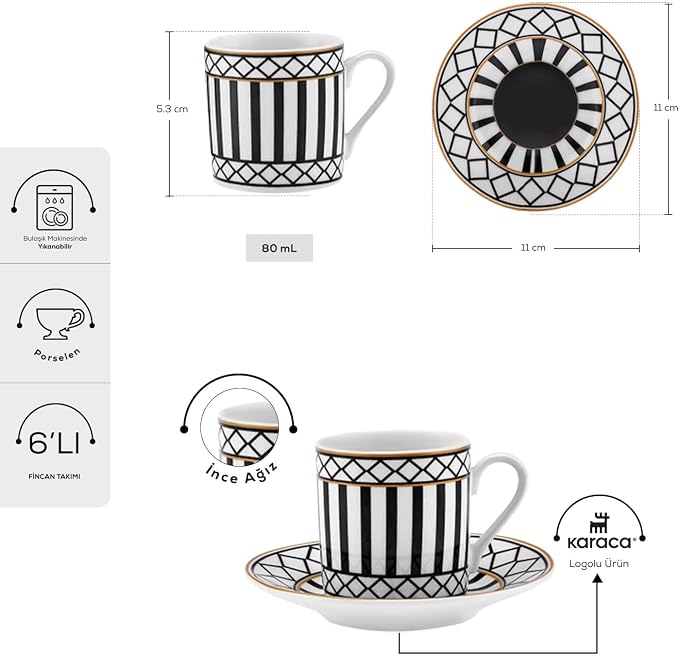 KARACA Helenistic Turkish Small Coffee Cups Set - Image 3