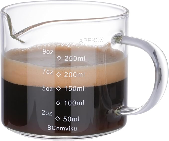 BCnmviku Espresso Cup Measuring Cup Triple Pitcher Milk Cup 250ML/8.5OZ by BCnmviku