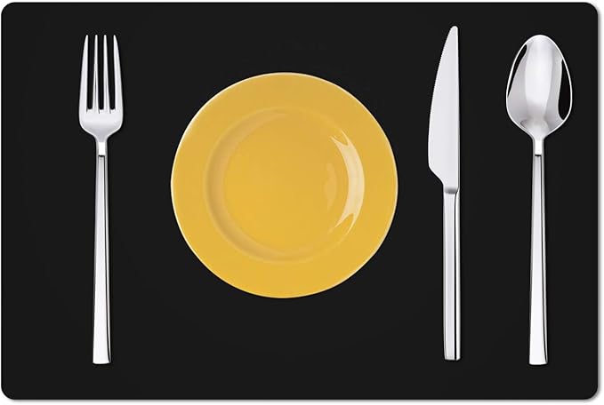 Silicone Placemats, Food-Grade Non-Slip Waterproof, Dining, Stain Resistant, Countertop Protector, Kitchen Counter Mat, Heat Resistant, Baking mat Dishwasher Safe (23.6"×15.7"-1pack, Black)