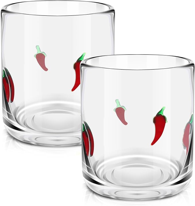 SiliFine 2 PCS Chili Icon Juice Glasses - 14oz Red Chili Stemless Wine Drinking by SiliFine