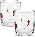 SiliFine 2 PCS Chili Icon Juice Glasses - 14oz Red Chili Stemless Wine Drinking by SiliFine