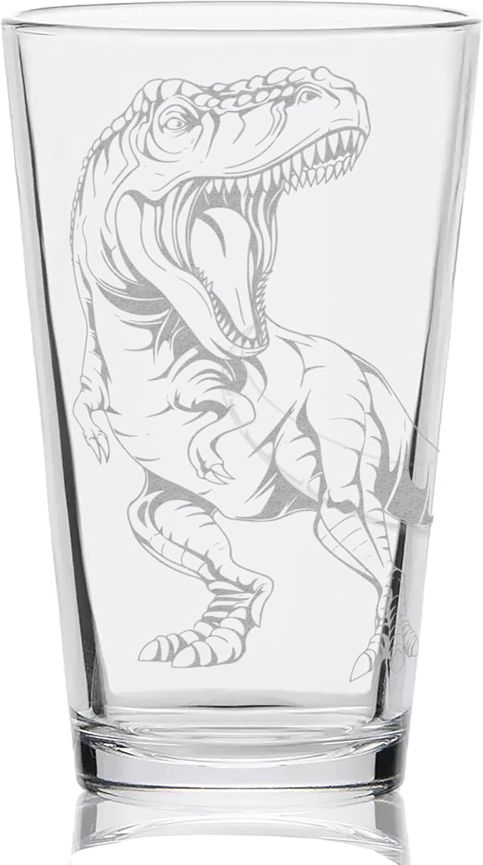 LumEngrave T-REX DINOSAUR BODY Engraved Pint Glass | Great Gift Idea for Dino Lovers and Paleontology Enthusiasts!