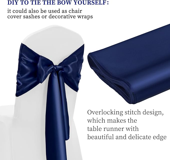 12 Pack Navy Blue Satin Table Runner 12 x 108 Inch Long Premium Table Runners - Image 4