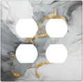 Light Switch Cover Gray/Gold Marble Abstract Modern Luxury 2 Gang Decorative SwitchPlates Double Duplex Wall Plates Switch Plates and Outlet Covers for Bathroom Bedroom Decor