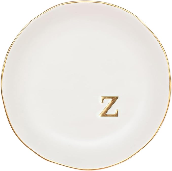 COLLECTIVE HOME - Ceramic Jewelry Tray, Decorative Trinket Dish for Rings Earrings Necklaces Bracelet Watch Keys, Birthday Mother's Day Christmas Gift for Women, 4.75", White Surface (Z)