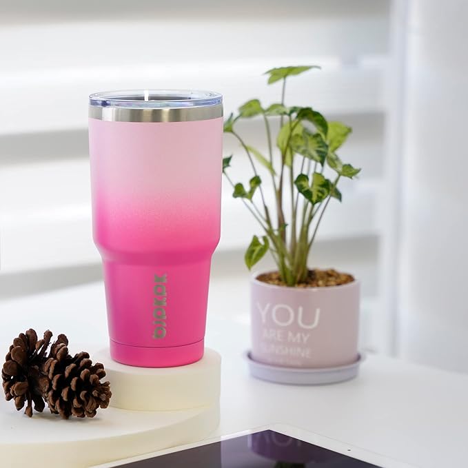 BJPKPK 30oz Stainless Steel Tumbler Color Block Insulated Tumblers Cup with Lid and Straw, Double Walled Travel Coffee Mug,Mint
