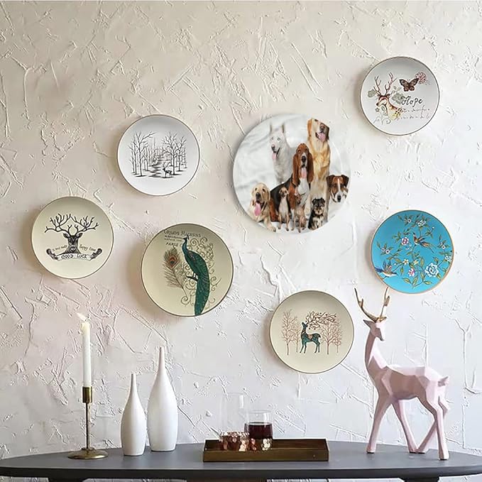 Decorative Plates, Dog Lover Print Ornament, House Pet Photo Shoot, 6 Inch, Kitchen Wall Decor, Multicolor