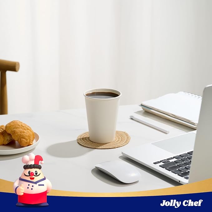 JOLLY CHEF 12 oz Paper Coffee Cups 100 Pack, Disposable Hot Paper Cups - Image 4
