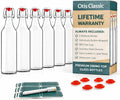 Otis Classic Clear Swing Top Glass Bottles, Plastic Caps, 16oz | Marker & by OtisClassic