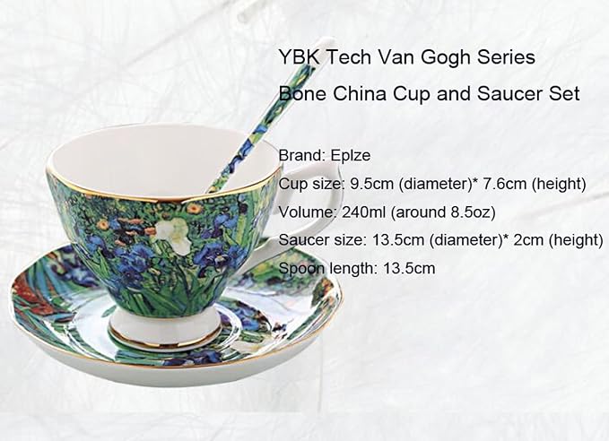 Bone China Cup &Saucer Set, 7oz- Van Gogh's Paintings - Image 4