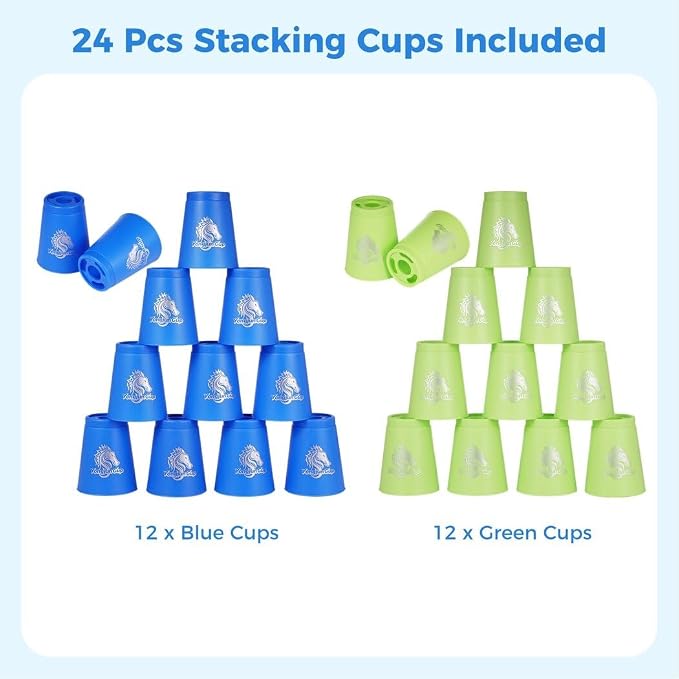 yeesport 24 Sport Stacking Cups Blue/Green Training Game - Image 6