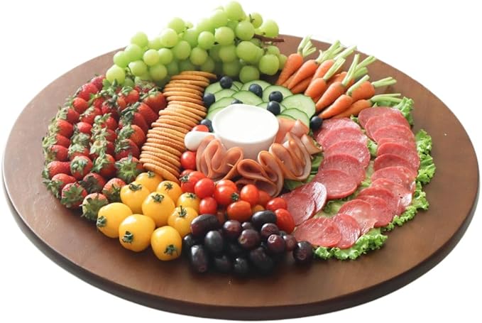 CONMEOCON- 22" Wooden Large Lazy Susan for Table Top with Premium Rubber Wood Sturdy and Good Craftsmanship, Large Charcuterie Board for The Party and Dining Table