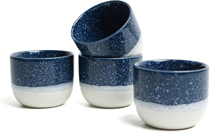 Set of 4 Ceramic Espresso Cups-4 oz, & More, Small Ceramic Coffee Mugs by KERMANDO