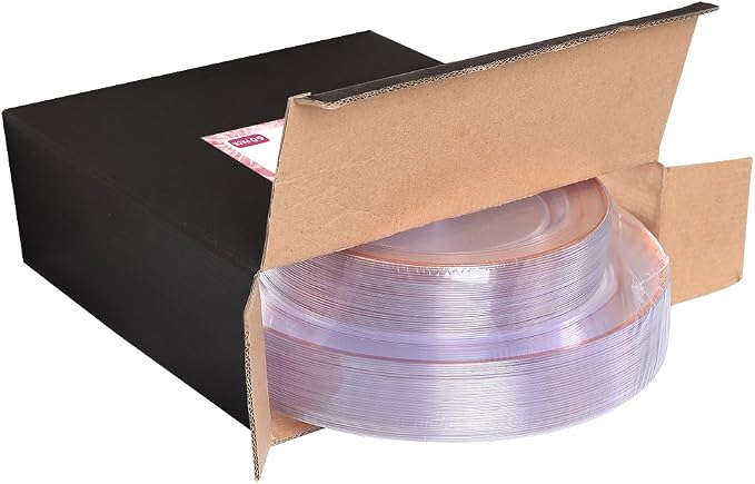 60 Pcs Rose Gold Plastic Plates, Disposable Party Set Include: 60 Clear Plastic - Image 7