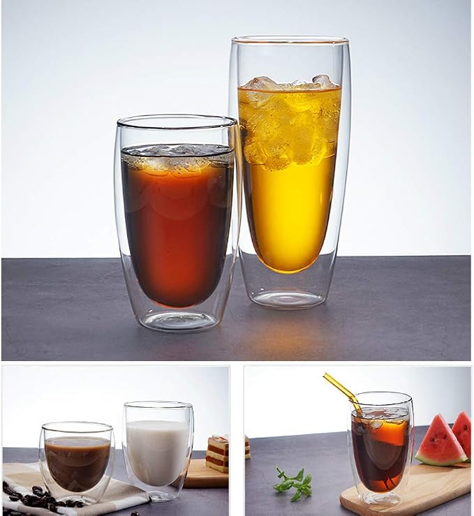 Glass Coffee Mugs, Double Wall Insulated Thermal Cups Drinking Glasses - Image 5