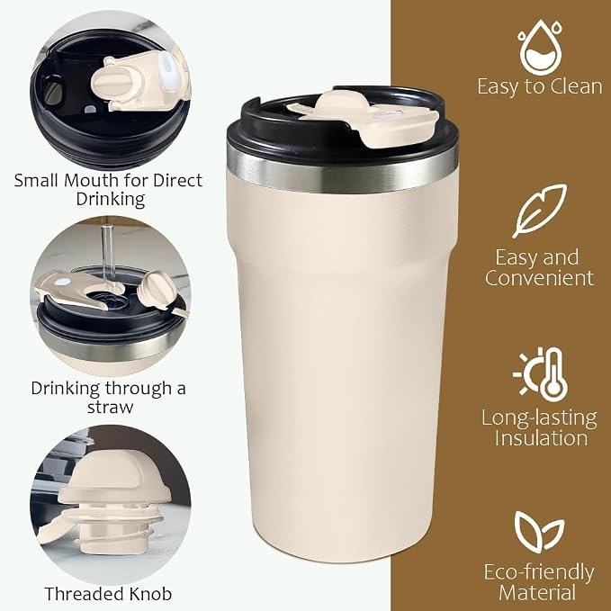 SPLMIFA Travel Coffee Mugs Leak-Proof, Reusable Coffee Cups - Image 2