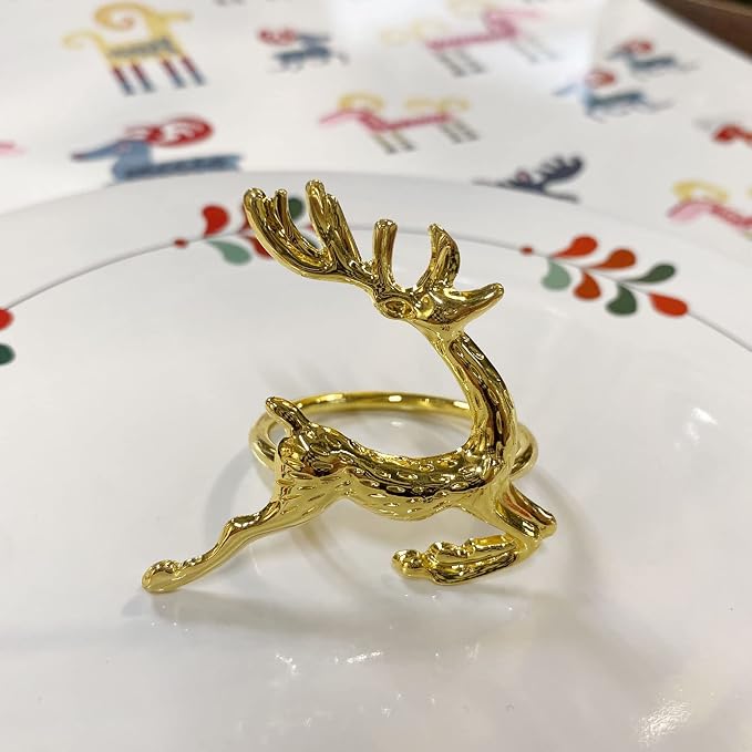 Christmas Gold Deer Napkin Rings Set of 12 - Image 6