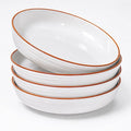 8 Inch Minimalist style Ceramic Pasta Bowls set of 4, 38 Oz White Serving Bowls by Aoveew