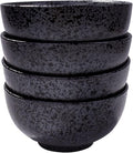 Japanese Rice Bowl Set of 4 Porcelain Sushi Bowls Serving Bowls Speckled Black by Cerficer