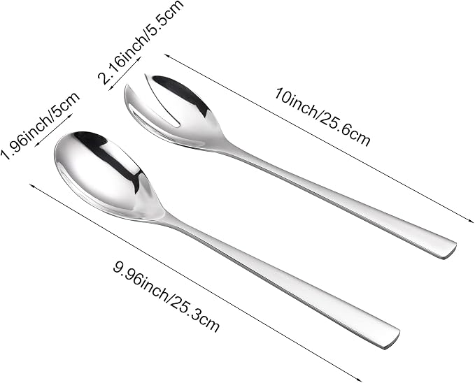 IMEEA Salad Servers 18/8 Stainless Steel Salad Serving Set Salad Fork and Spoon - Image 5