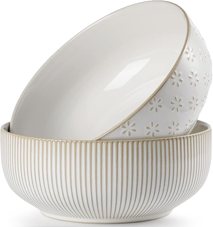 getstar Large Serving Bowls, Ceramic Salad Bowl Set of 2, Microwave and by Getstar